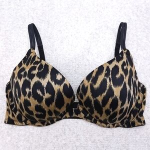 Vintage Victoria's Secret Leopard Print Push-Up Plunge Bra 34D